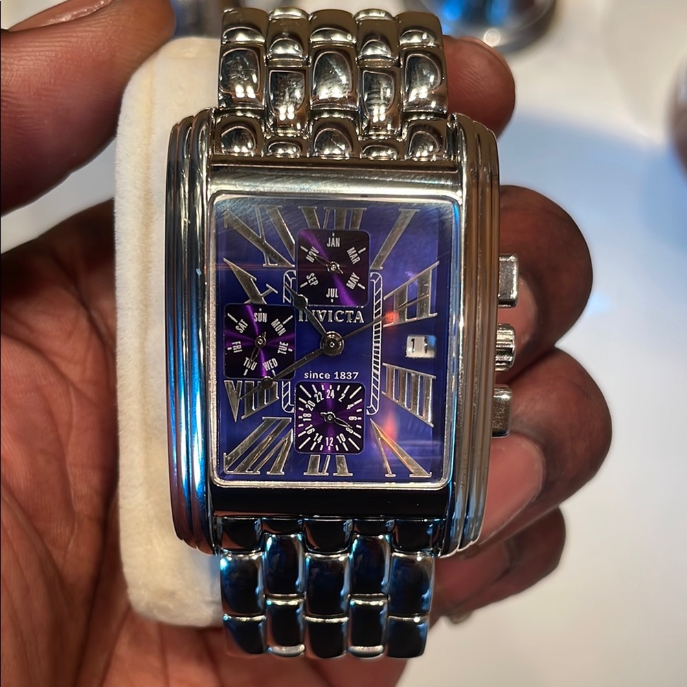 Invicta Silver Watch with Purple Accents